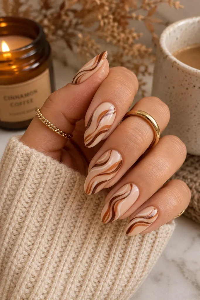 Caramel Swirl Nails