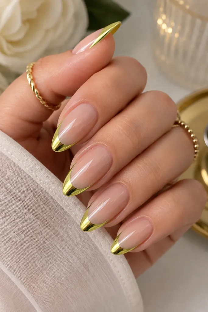 Chartreuse Chrome French Tips