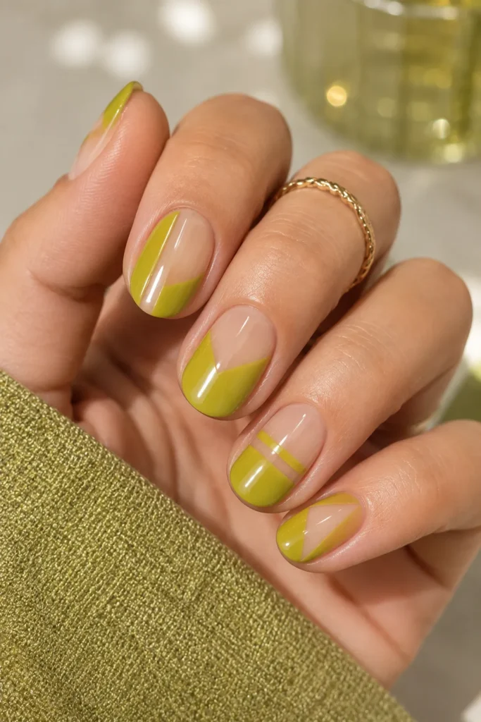Chartreuse Negative Space Nails