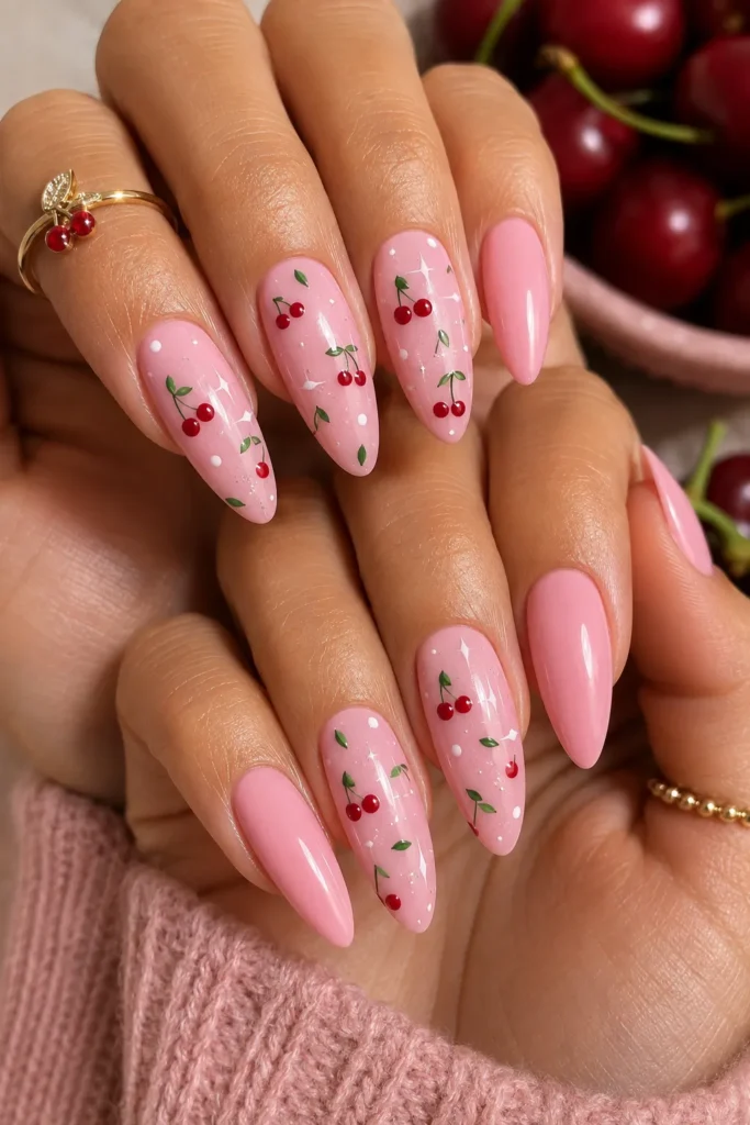 Cherry Confetti Nails