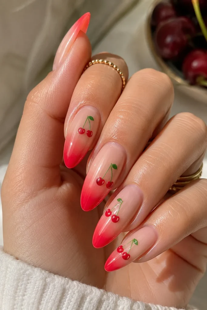  Cherry Ombre Tips