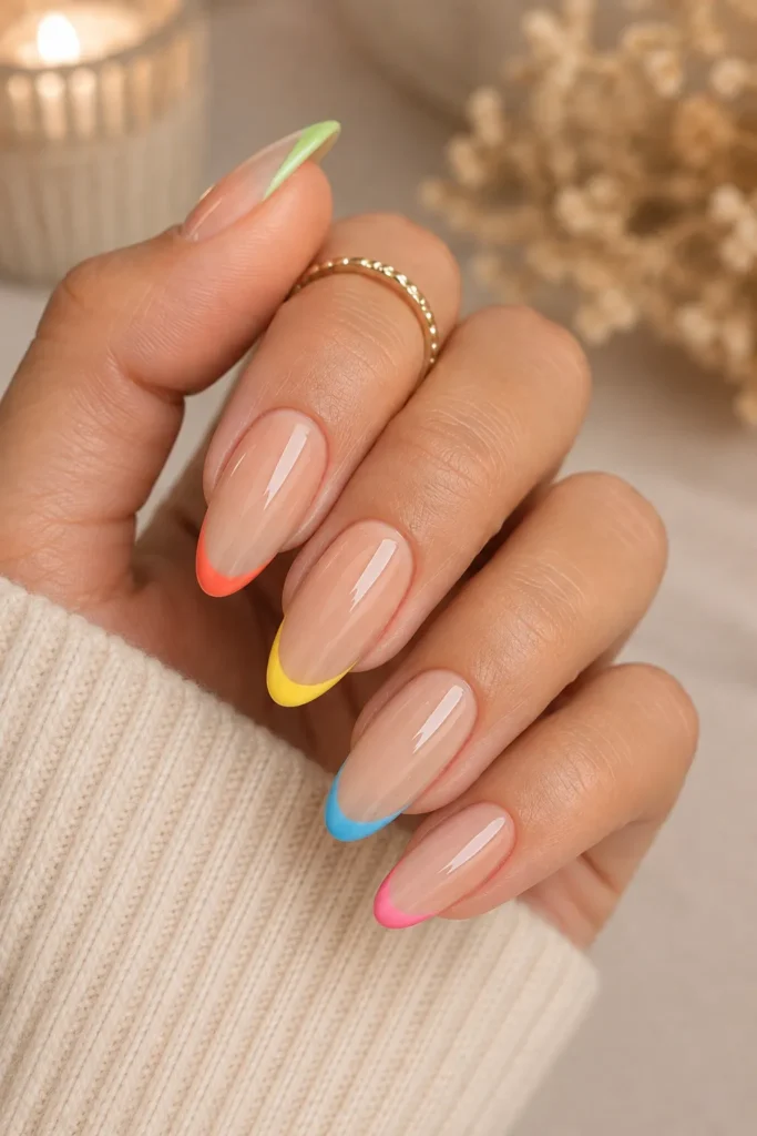 Colorful French Tip August Nails