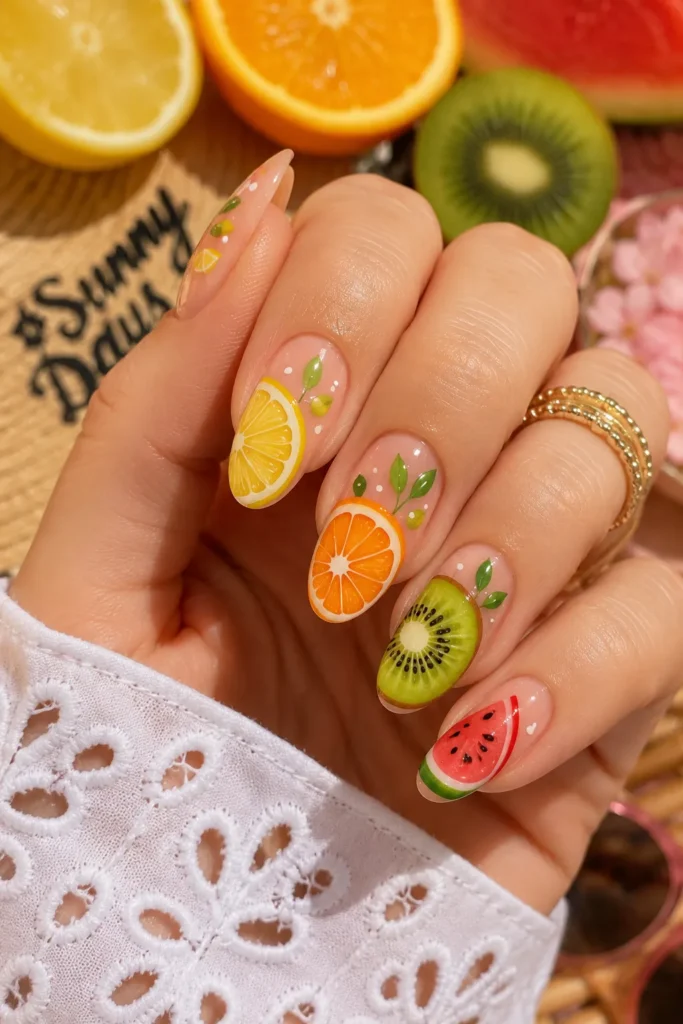 Colorful Fruit Slice Nails