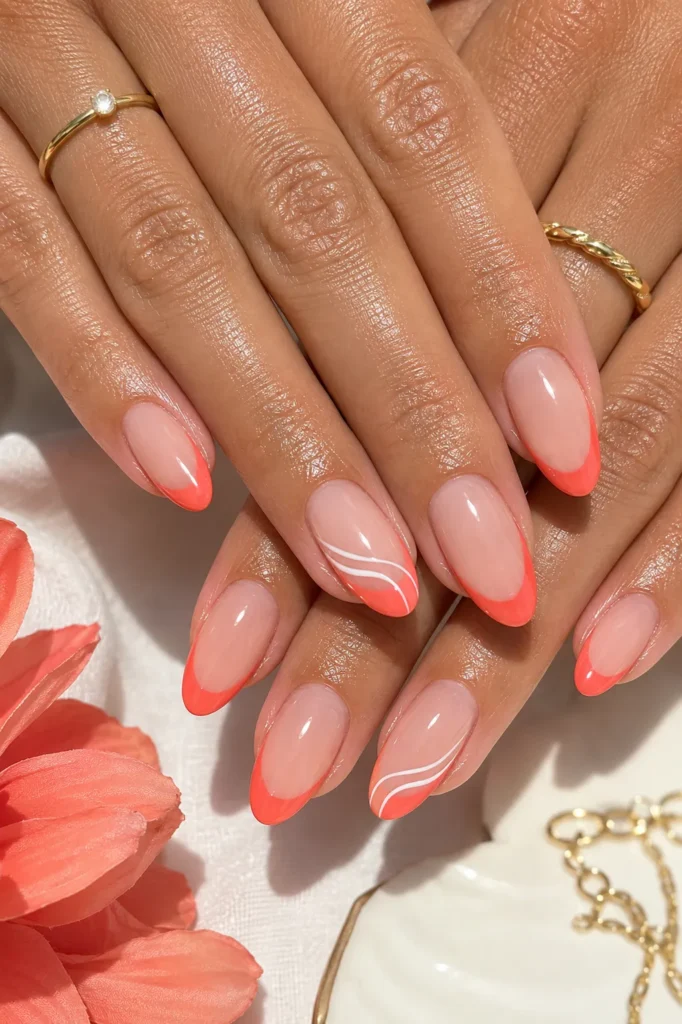 Coral French Manicure