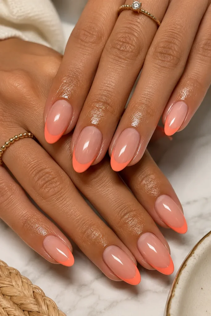 Coral French Tips