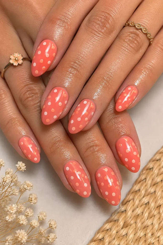 Coral Polka Dots