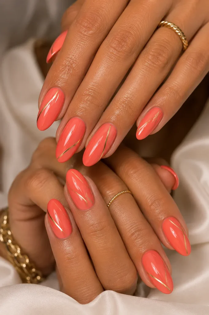 Coral and Gold Lines