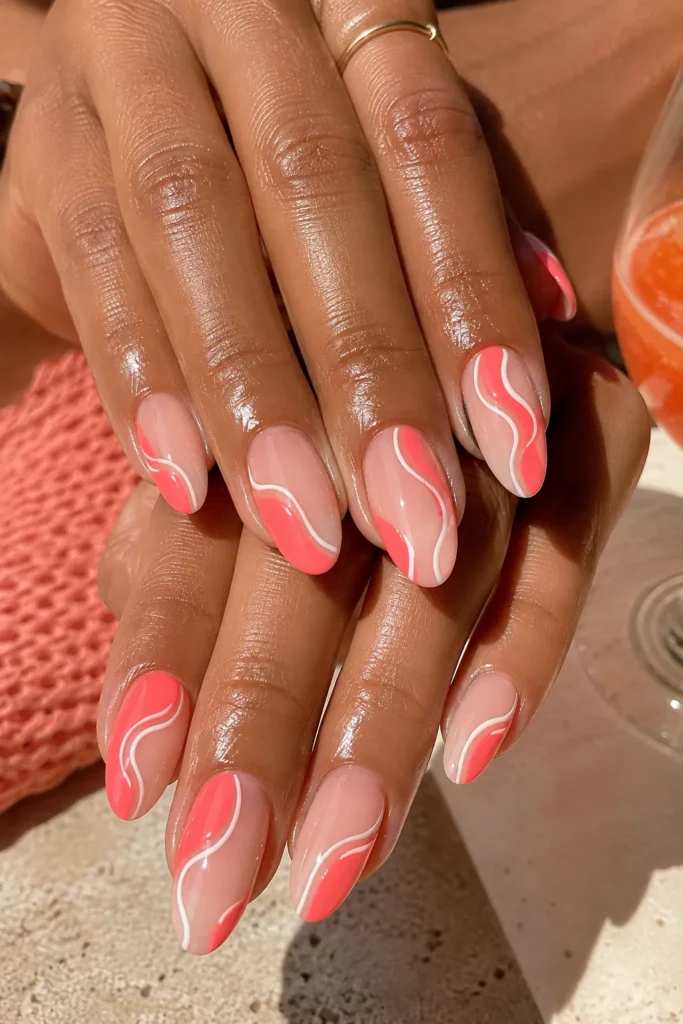 Coral and White Swirls