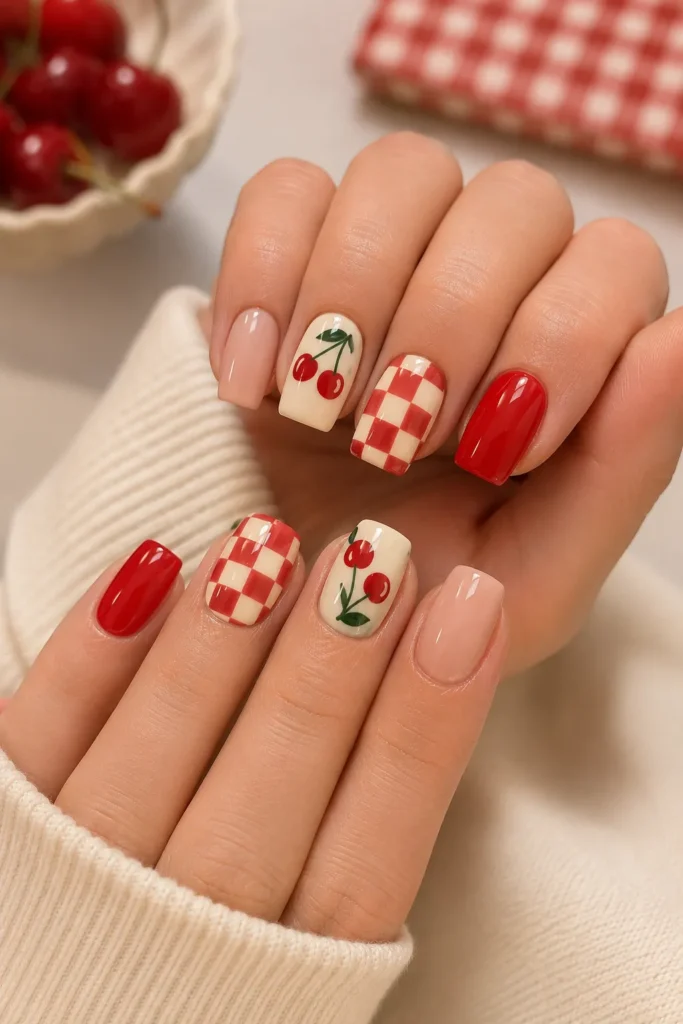 Cute Cherry Checkerboard