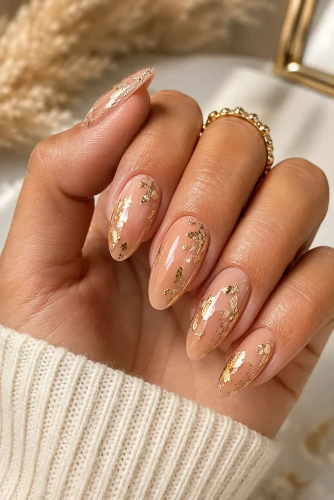 Gold Foil August Nails