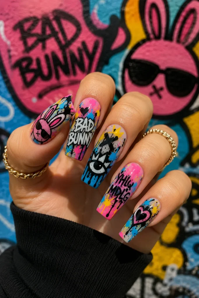 Graffiti Art Bad Bunny Nails