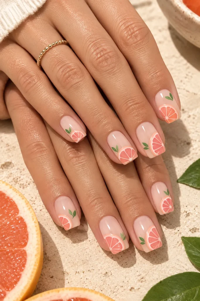 Grapefruit Slice Nails