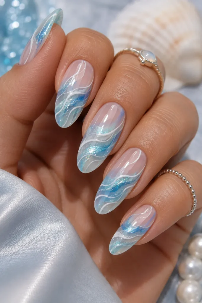 Icy Blue Wave Art