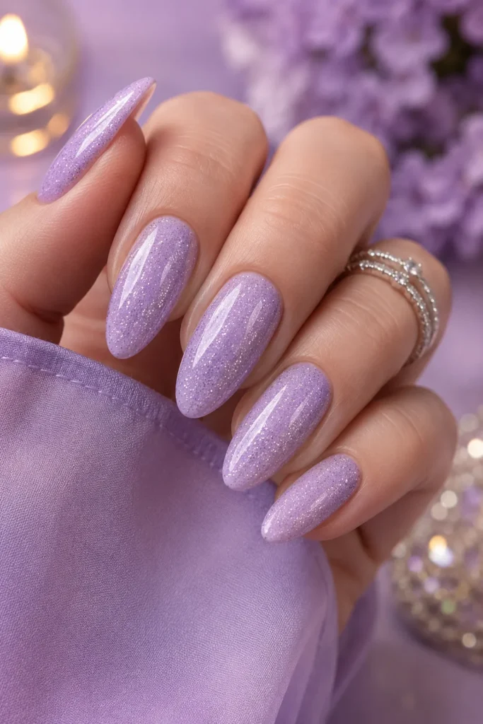 Lavender Glitter Nails