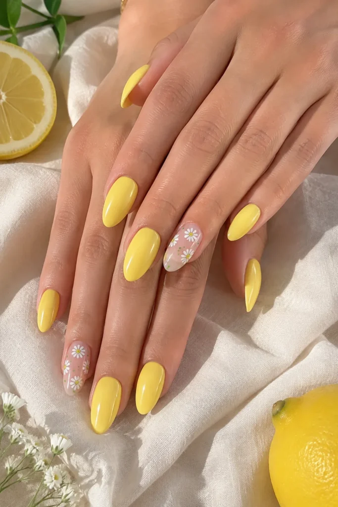 Lemon Daisy Nails