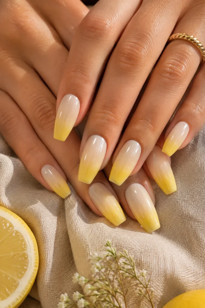 Lemon Matte Nails