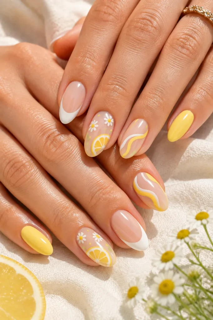 summer lemon nails