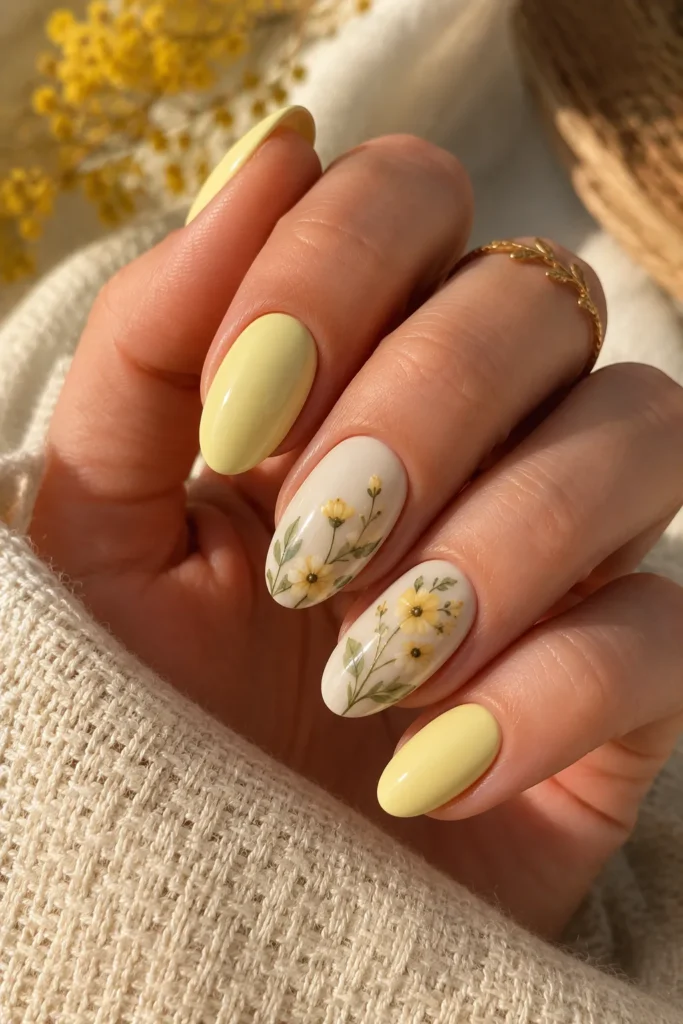Lemon Pearl Nails