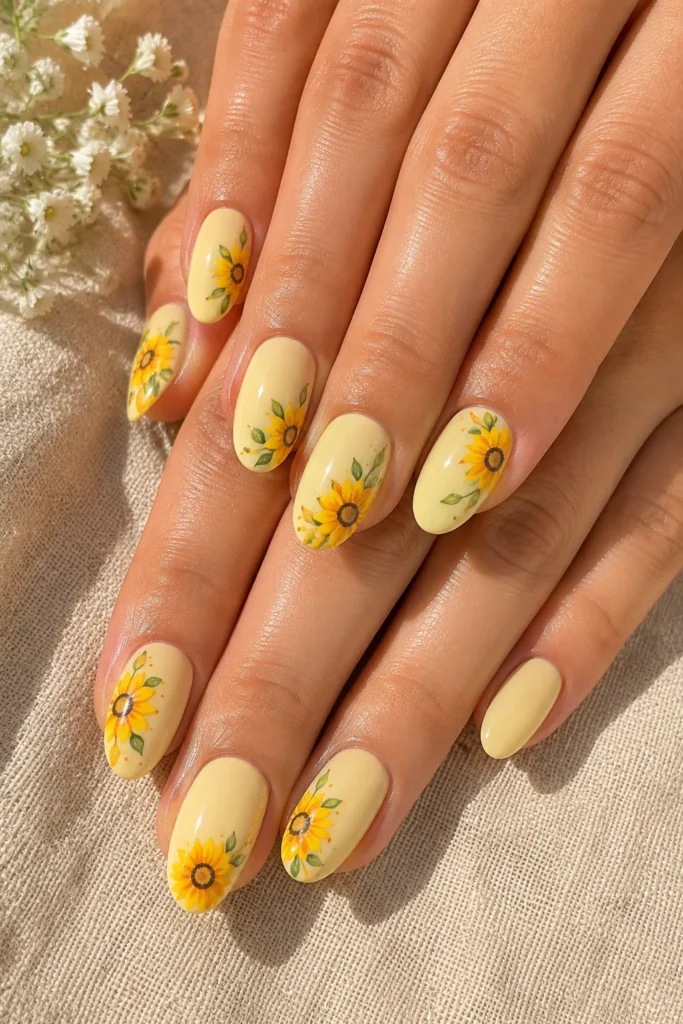 Lemon Sunflower Nails