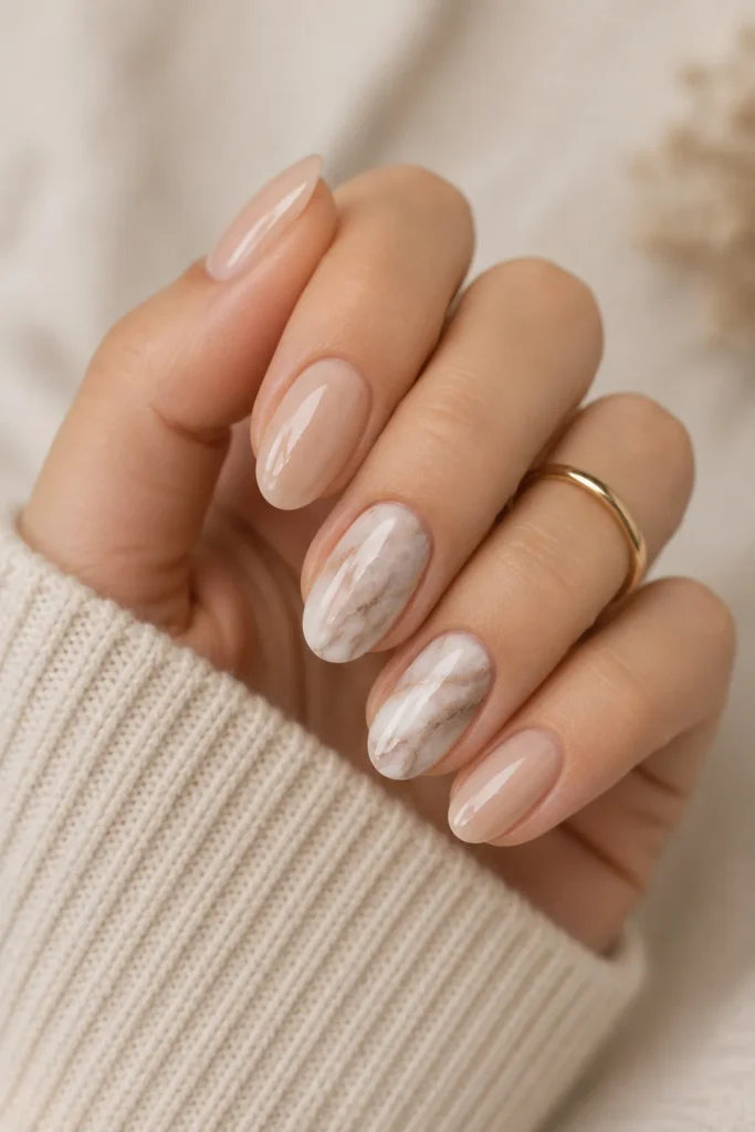Minimalist Marble Accent Nails