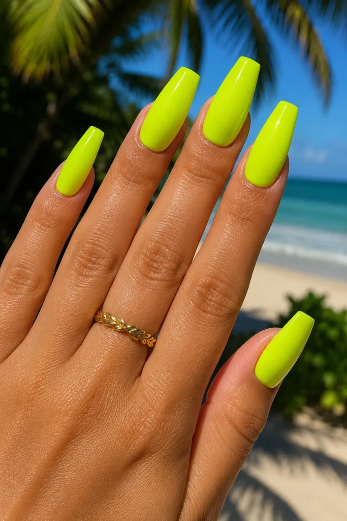 Neon Chartreuse Summer Nails