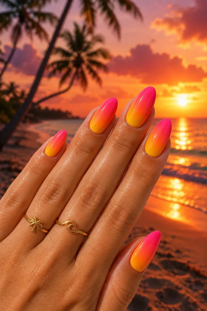 Neon Sunset Gradient Nails