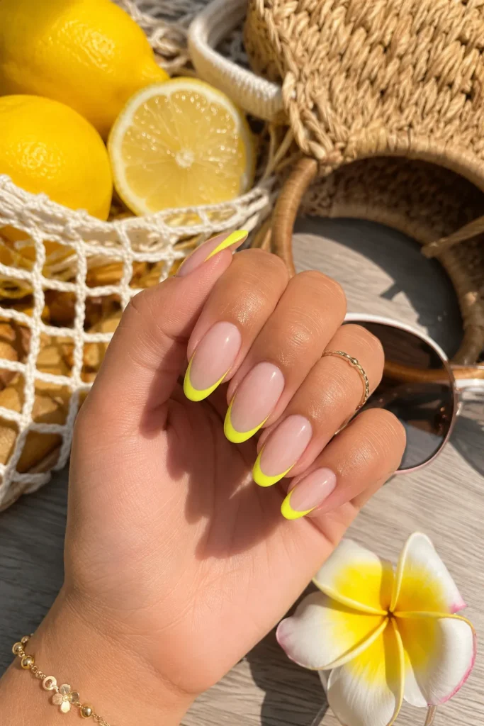 Neon Yellow French Tips