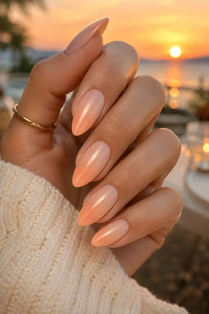 Peach Ombre August Nails