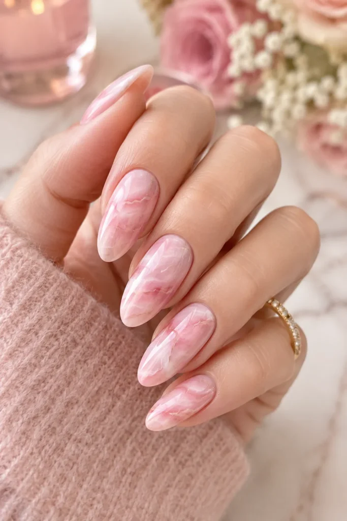 Pink Marble Nail Art