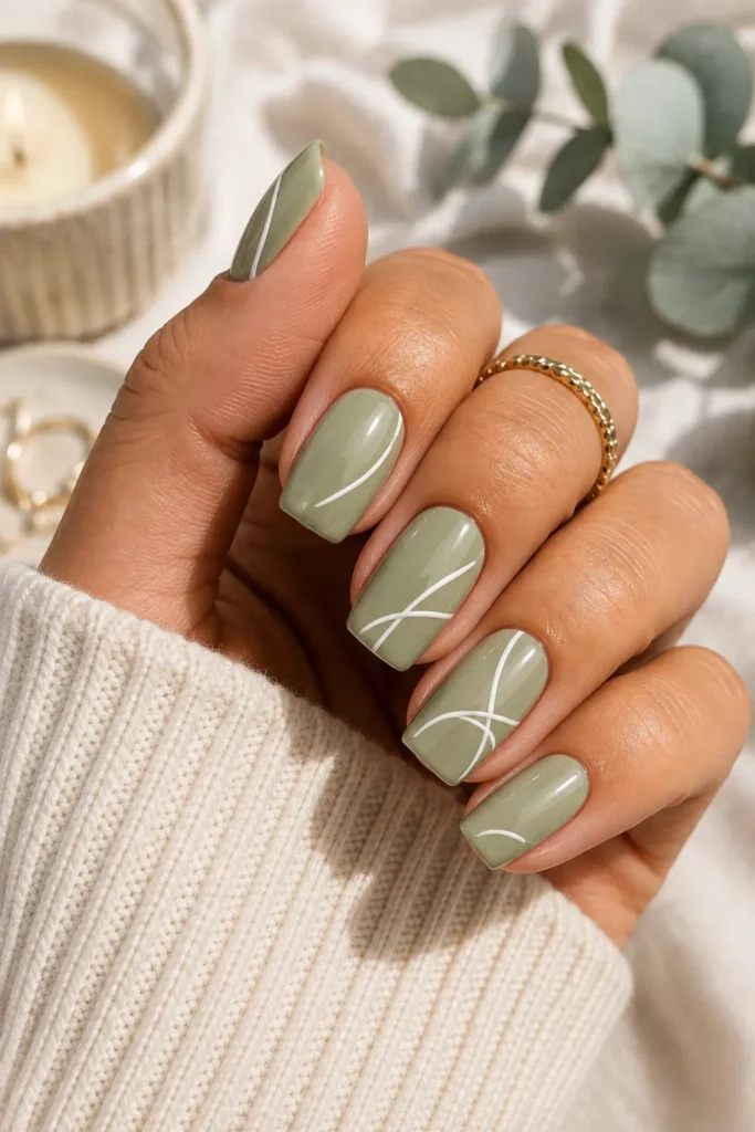 Sage Green Minimalist Nails