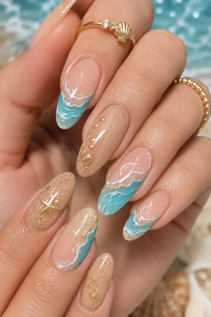 Sandy Beach Wave Nails