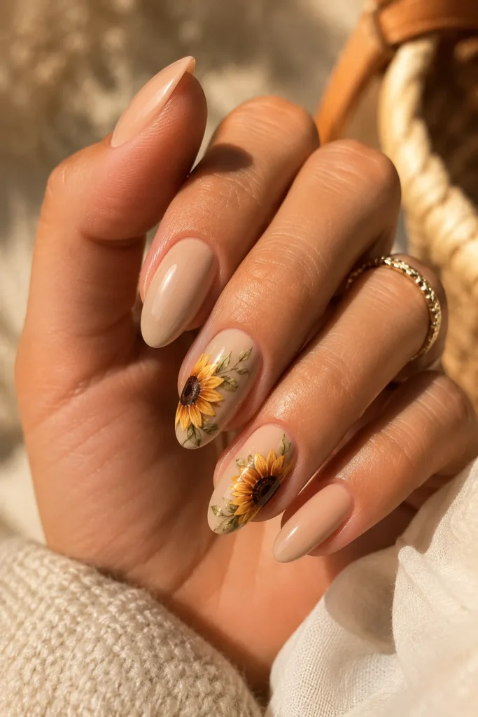 Sunflower Accent Nails