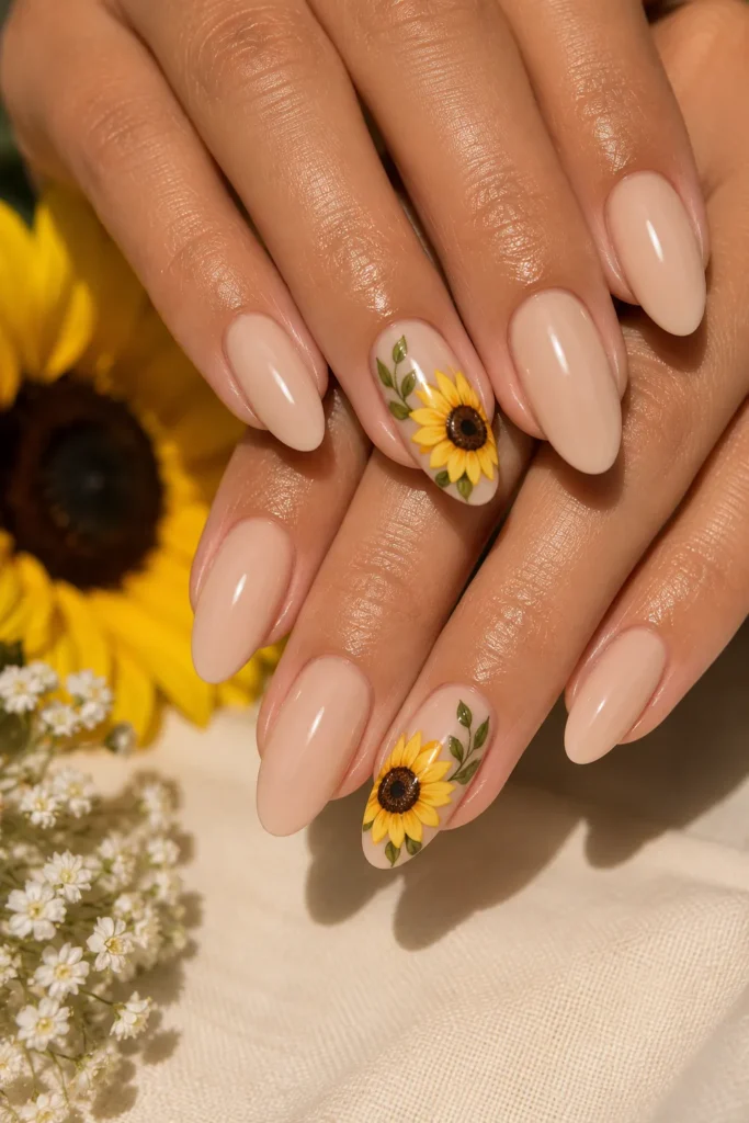 Sunflower Accent Nails