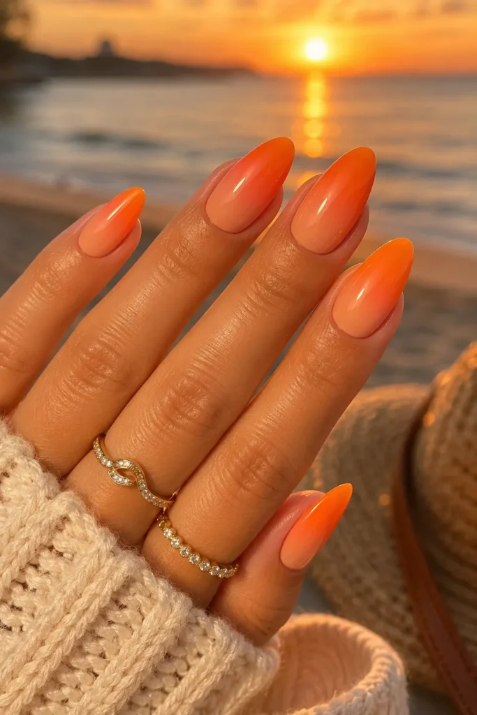 Sunset Orange August Nails