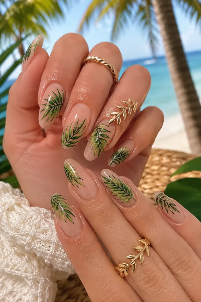 Tropical Palm Leaf Nails