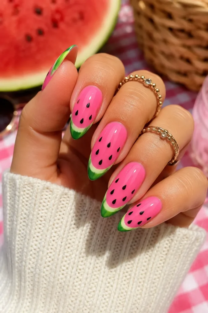 Watermelon August Nails