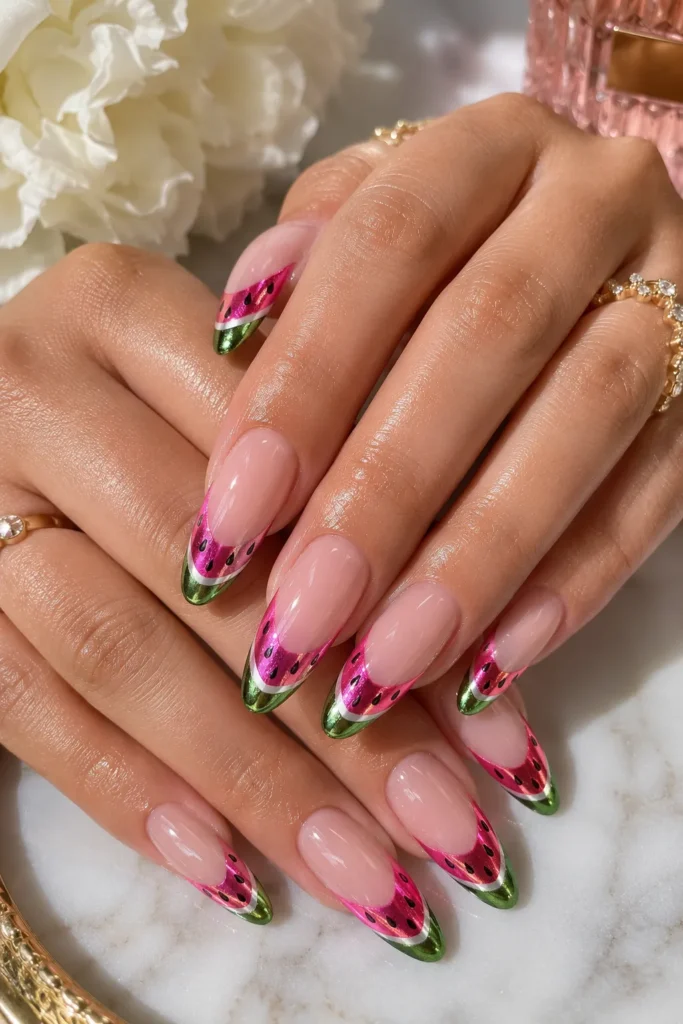 Watermelon Chrome Tips