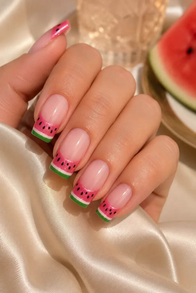 Watermelon Glitter Tips