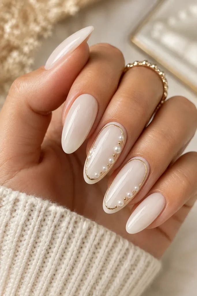 White Linen August Nails