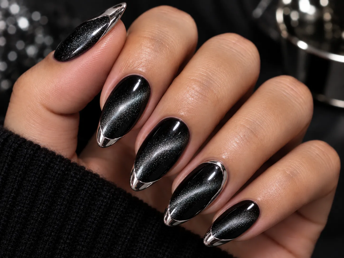 Black cat eye nails