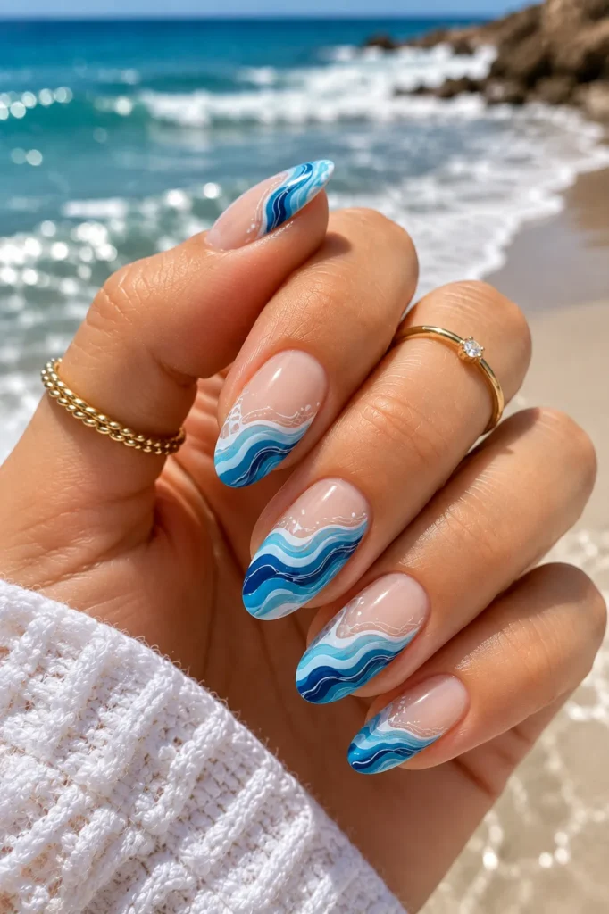 Blue and White Wave Art