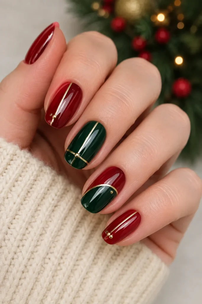 Elegant Gold-Accented Nails