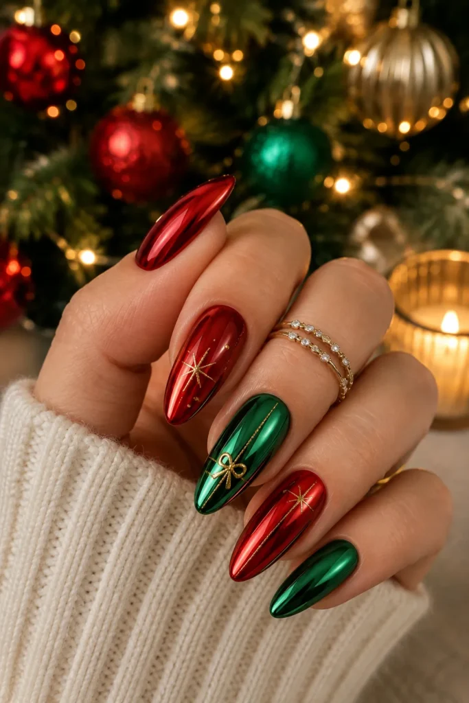 Metallic Red and Green