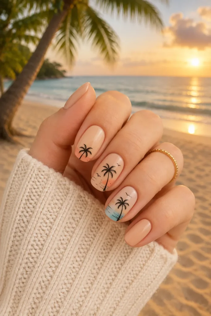 Minimal Palm Tree Nails
