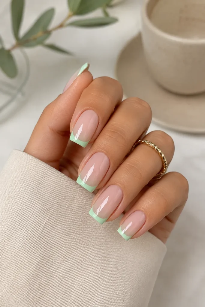 Mint Green French Tips