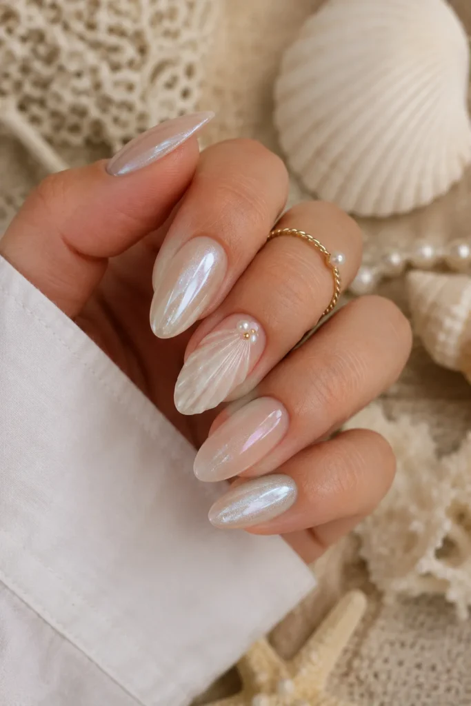 Pearly Coastal Nails