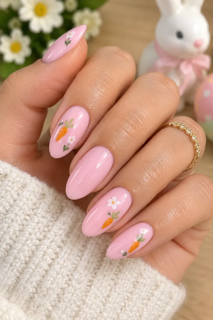 Pink Carrot Accent Nails