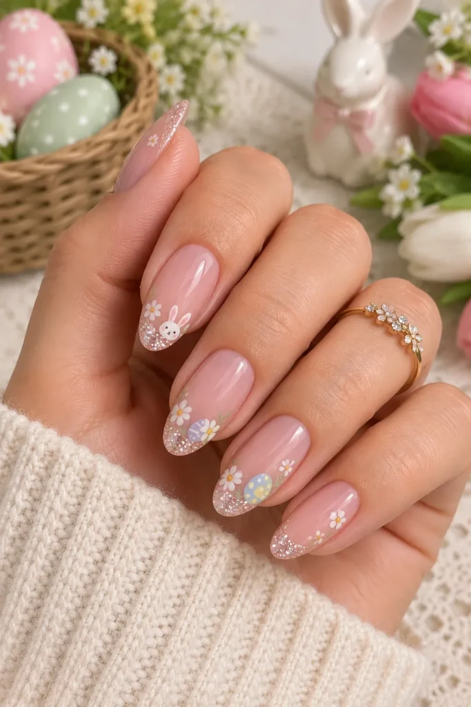 Pink Glitter Easter Tips