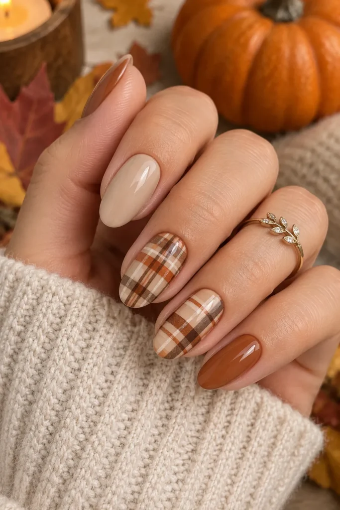 Plaid Accent Nails