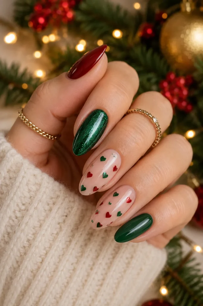 Red Green Heart Accents